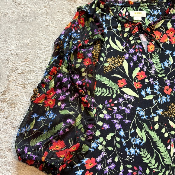 Maeve By Anthropologie Jacques Floral Puff Sleeve Peasant Blouse Size Small - Picture 8 of 12